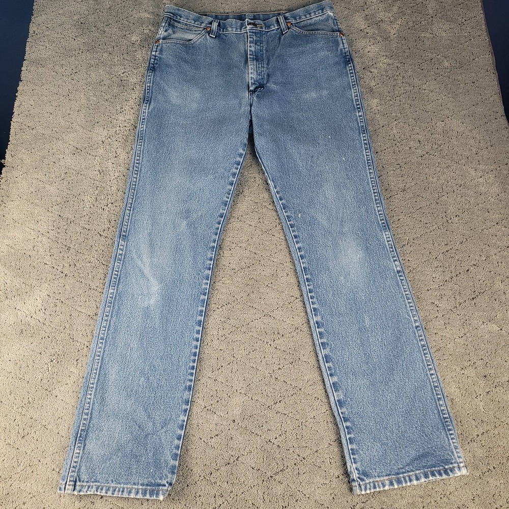 Wrangler 936DEN Jeans Mens 36x36 Blue Cowboy‎ Cut Slim Fit Western Workwear